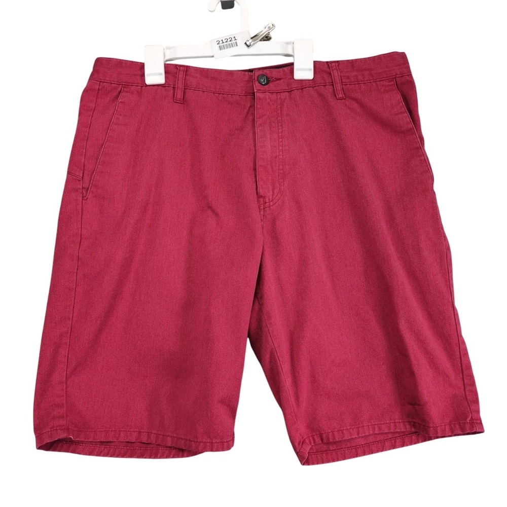 Volcom Vmonty Red Chino Shorts Men's 36x10" Casual Streetwear Skater Surfer